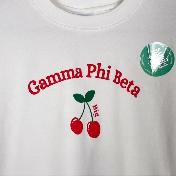 NWOT Fresh Prints Sz. S Gamma Phi Beta Cherry Big Shirt - Picture 6 of 6